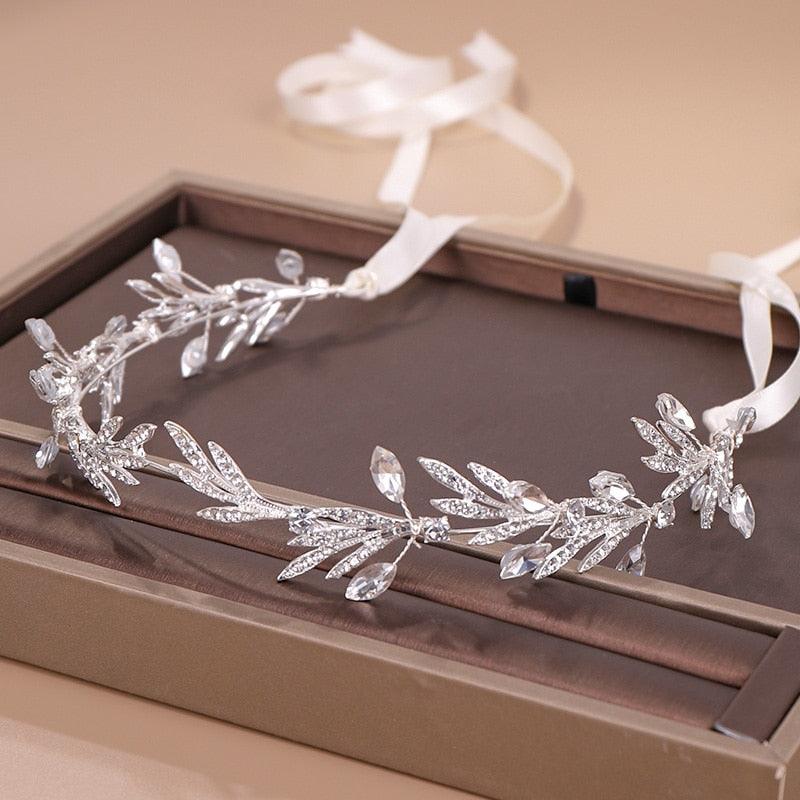 Fashion New Crystal Silver Color Tiara Crowns Leaf Rhinestone Wedding Headbands Hairbands Bridal Women Hair Jewelry Gorgeous Hair Accessories For Women - Luzilly Bridal & Apparel