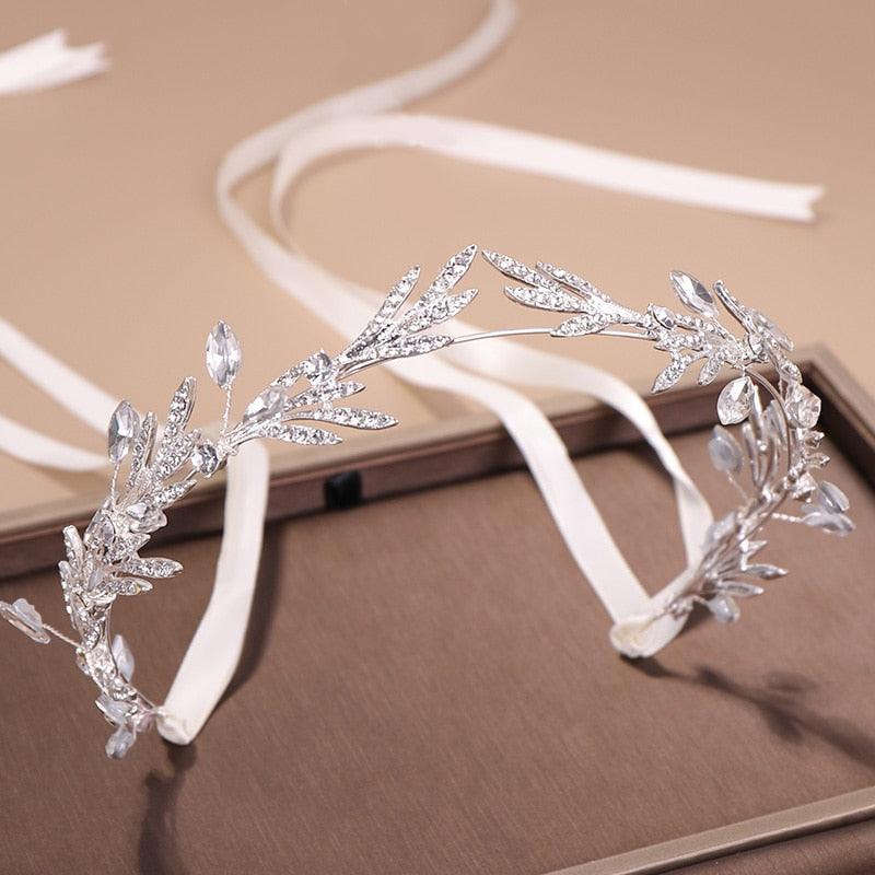 Fashion New Crystal Silver Color Tiara Crowns Leaf Rhinestone Wedding Headbands Hairbands Bridal Women Hair Jewelry Gorgeous Hair Accessories For Women - Luzilly Bridal & Apparel