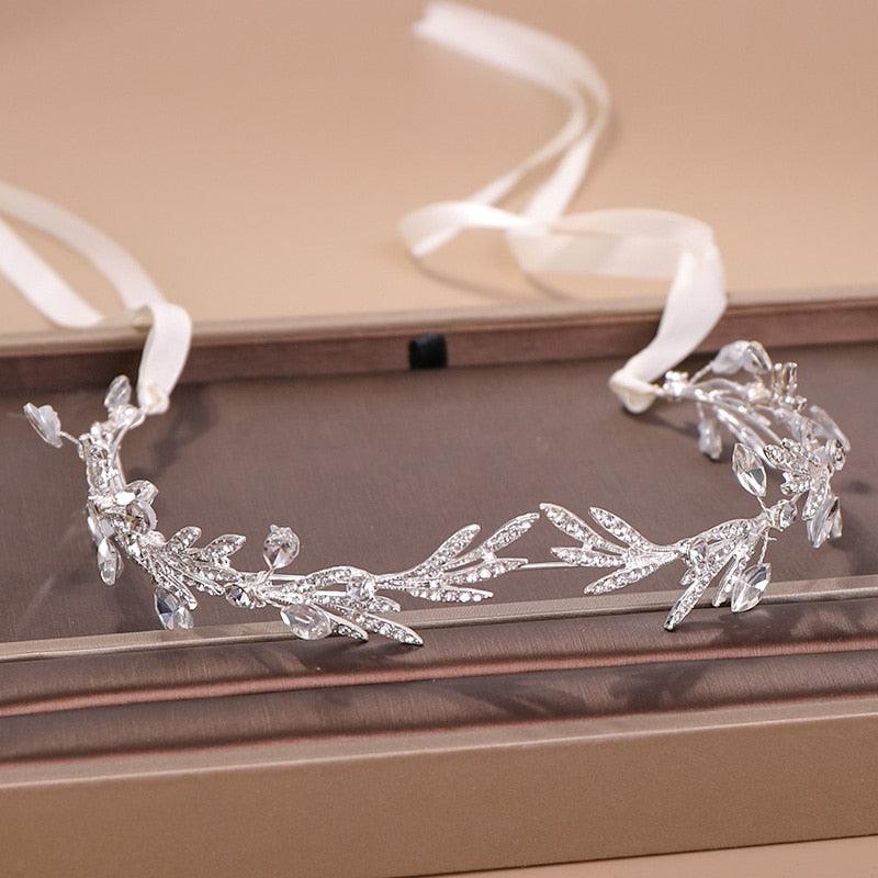 Fashion New Crystal Silver Color Tiara Crowns Leaf Rhinestone Wedding Headbands Hairbands Bridal Women Hair Jewelry Gorgeous Hair Accessories For Women - Luzilly Bridal & Apparel