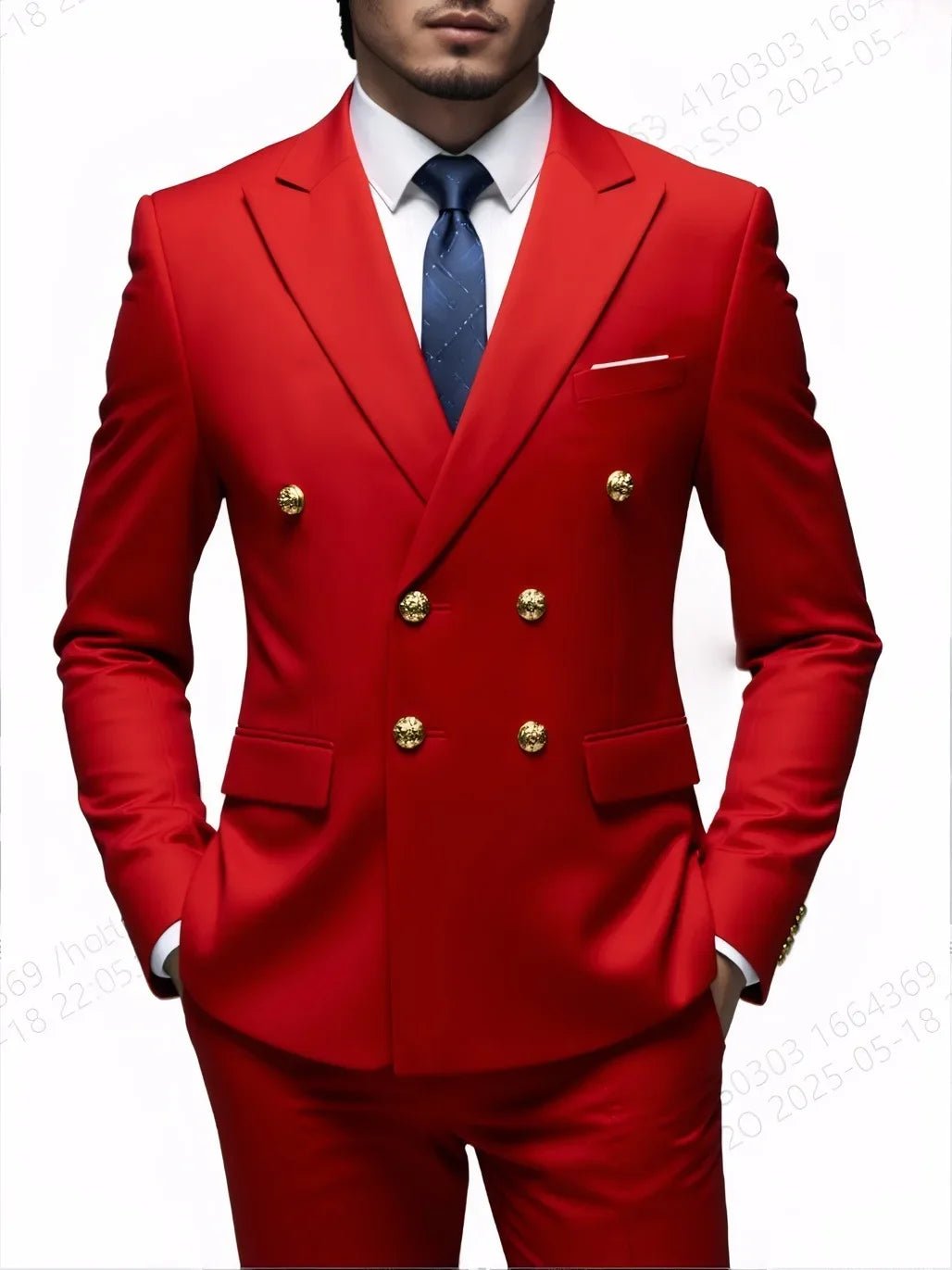 Fashion New Men's Leisure Boutique Business Banquet Solid Color Wedding Double Breasted Slim Fit Suit Blazers Jacket Pants - Luzilly Bridal & Apparel