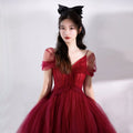 Wine Red Strap Dress - Luzilly Bridal & Apparel