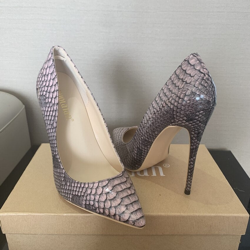 Fashion Woman Shoes Snake Printing Party Wedding Shoes Big Size 35-42 Sexy Pointed Toe Female High Heels Pumps Women Shoes - Luzilly Bridal & Apparel