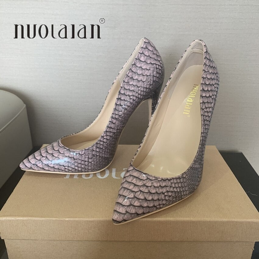 Fashion Woman Shoes Snake Printing Party Wedding Shoes Big Size 35-42 Sexy Pointed Toe Female High Heels Pumps Women Shoes - Luzilly Bridal & Apparel