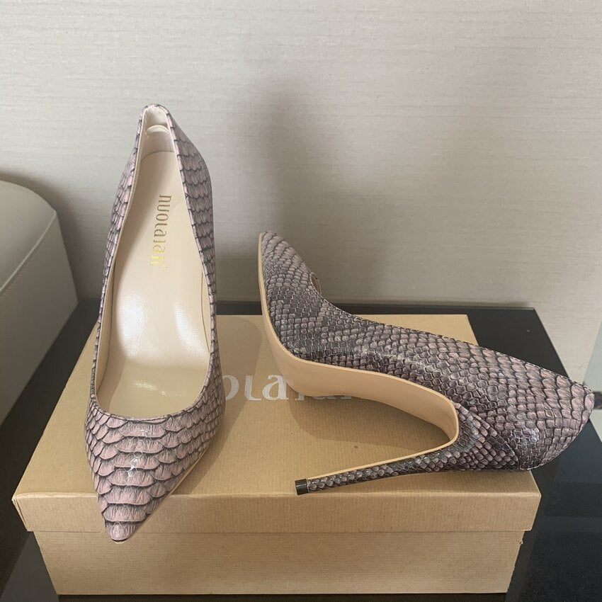 Fashion Woman Shoes Snake Printing Party Wedding Shoes Big Size 35-42 Sexy Pointed Toe Female High Heels Pumps Women Shoes - Luzilly Bridal & Apparel