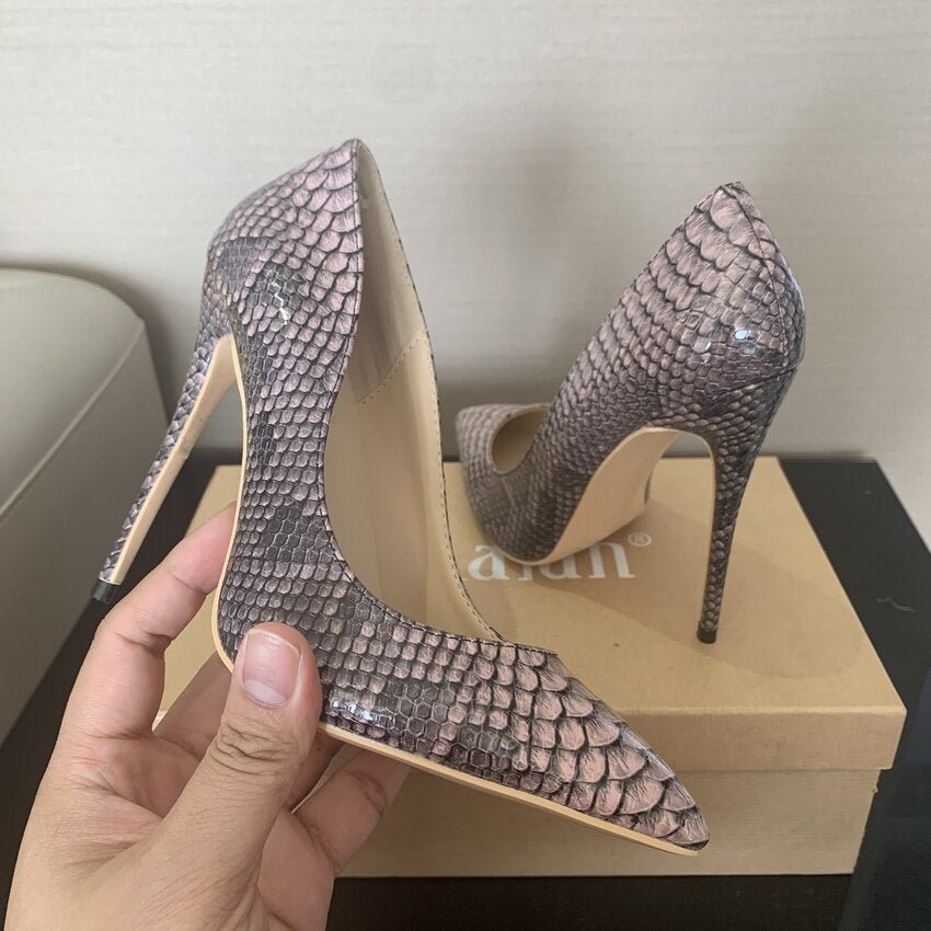 Fashion Woman Shoes Snake Printing Party Wedding Shoes Big Size 35-42 Sexy Pointed Toe Female High Heels Pumps Women Shoes - Luzilly Bridal & Apparel