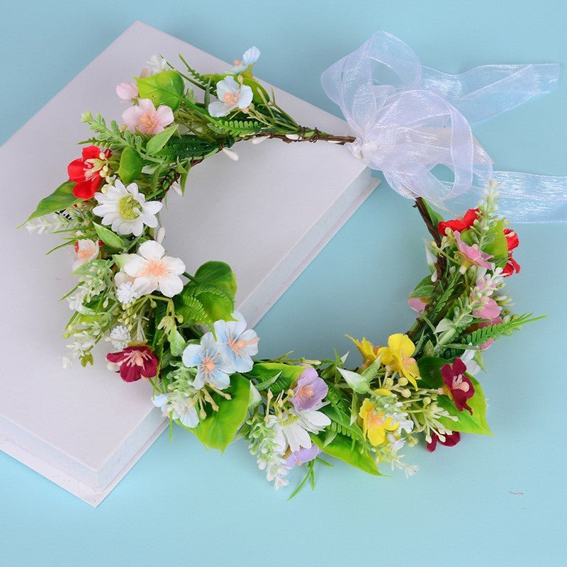 Fashionable colorful floral wreath accessories, Indian wedding fabric, floral headpieces, fairy girls, children's photography accessories - Luzilly Bridal & Apparel