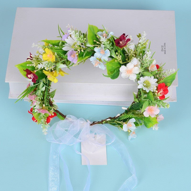 Fashionable colorful floral wreath accessories, Indian wedding fabric, floral headpieces, fairy girls, children's photography accessories - Luzilly Bridal & Apparel
