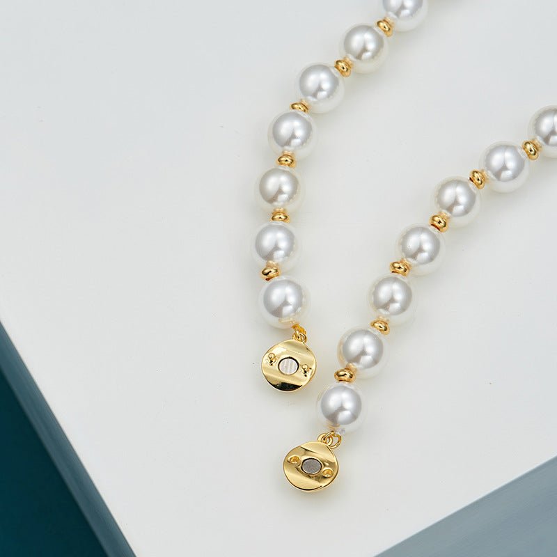 Fashionable retro style jewelry garden necklace women's jewelry flower pendant swallow beetle buckle pearl collarbone chain - Luzilly Bridal & Apparel