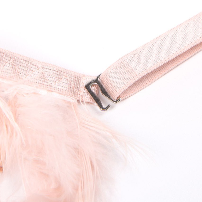 Feather Lace Chain Lingerie Bra Set - Luzilly Bridal & Apparel