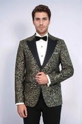 Feather Patterned Slim Fit Black Men Party Blazer - Wessi - Luzilly Bridal & Apparel
