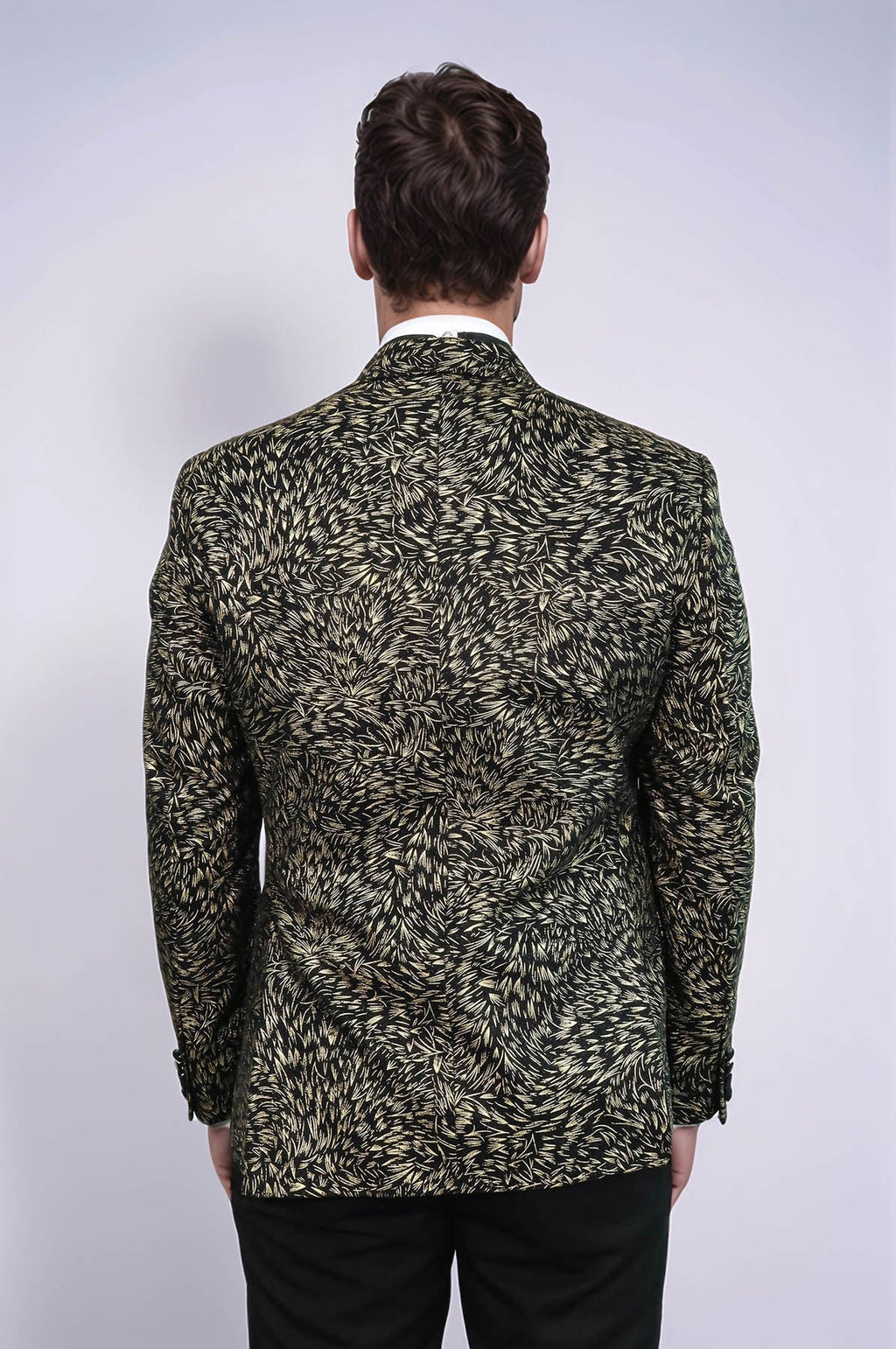 Feather Patterned Slim Fit Black Men Party Blazer - Wessi - Luzilly Bridal & Apparel