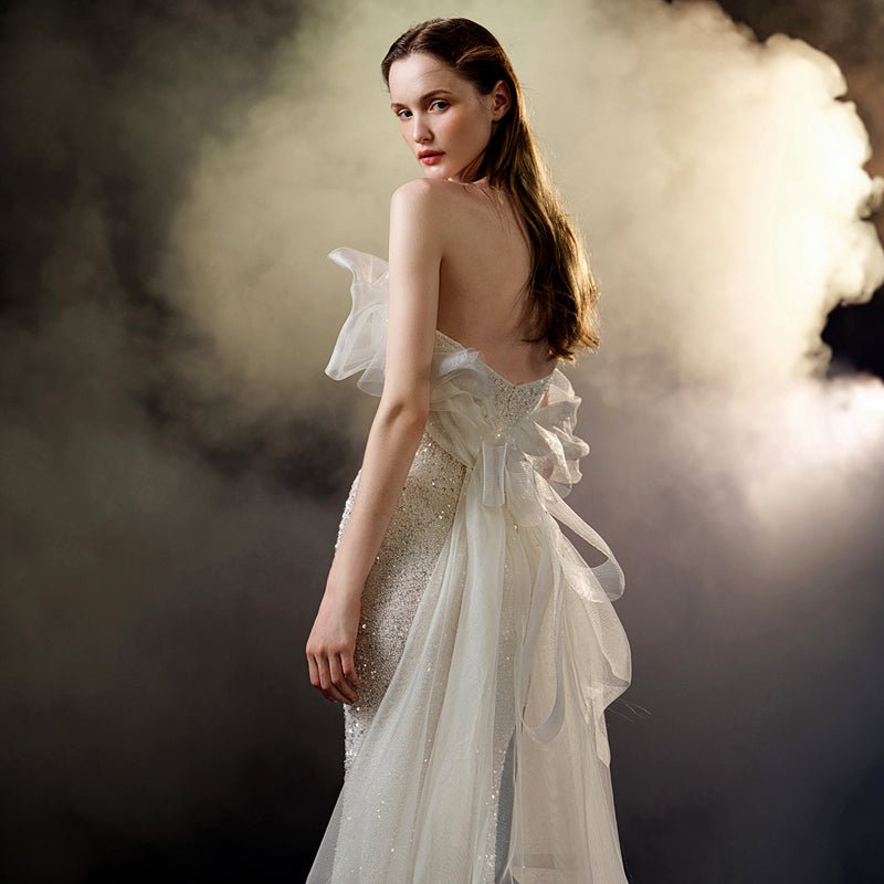 Fishtail Light Wedding Bride Bra Trail Evening Dress - Luzilly Bridal & Apparel