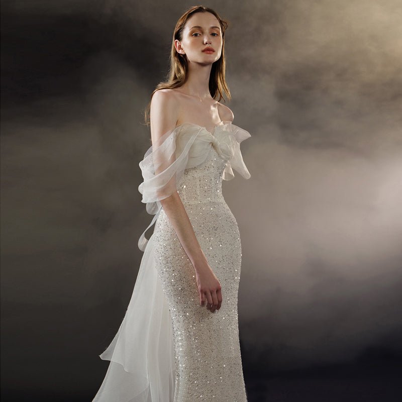 Fishtail Light Wedding Bride Bra Trail Evening Dress - Luzilly Bridal & Apparel