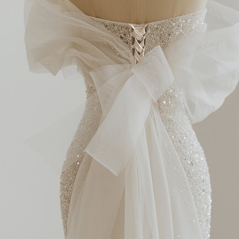 Fishtail Light Wedding Bride Bra Trail Evening Dress - Luzilly Bridal & Apparel