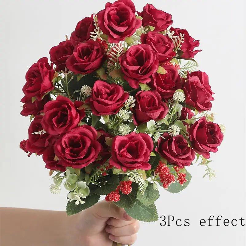 Five-Head Silk Peony Bouquet, Single or Set of Three - Luzilly Bridal & Apparel