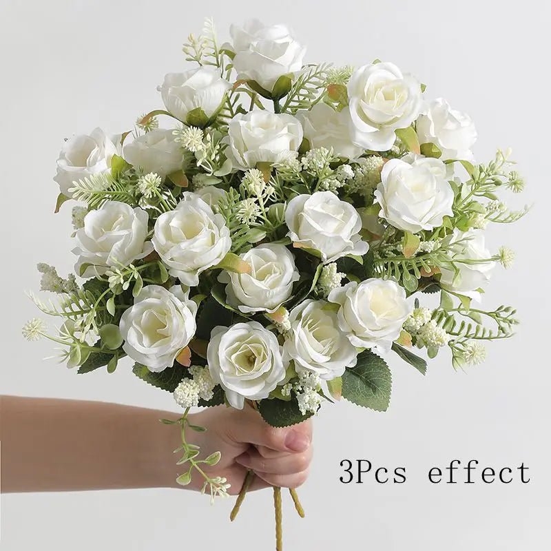 Five-Head Silk Peony Bouquet, Single or Set of Three - Luzilly Bridal & Apparel