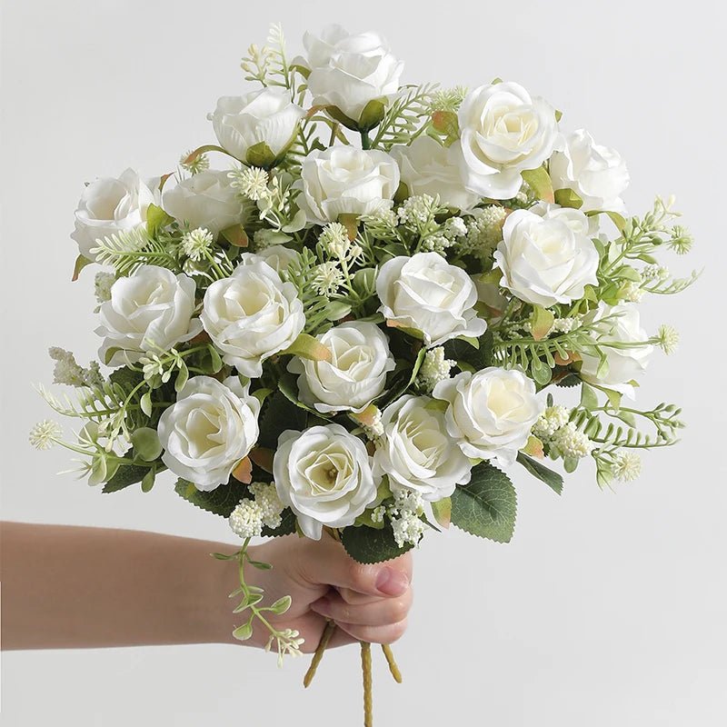 Five-Head Silk Peony Bouquet, Single or Set of Three - Luzilly Bridal & Apparel