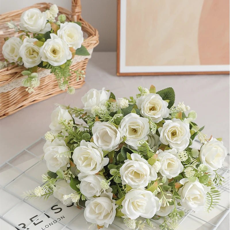Five-Head Silk Peony Bouquet, Single or Set of Three - Luzilly Bridal & Apparel