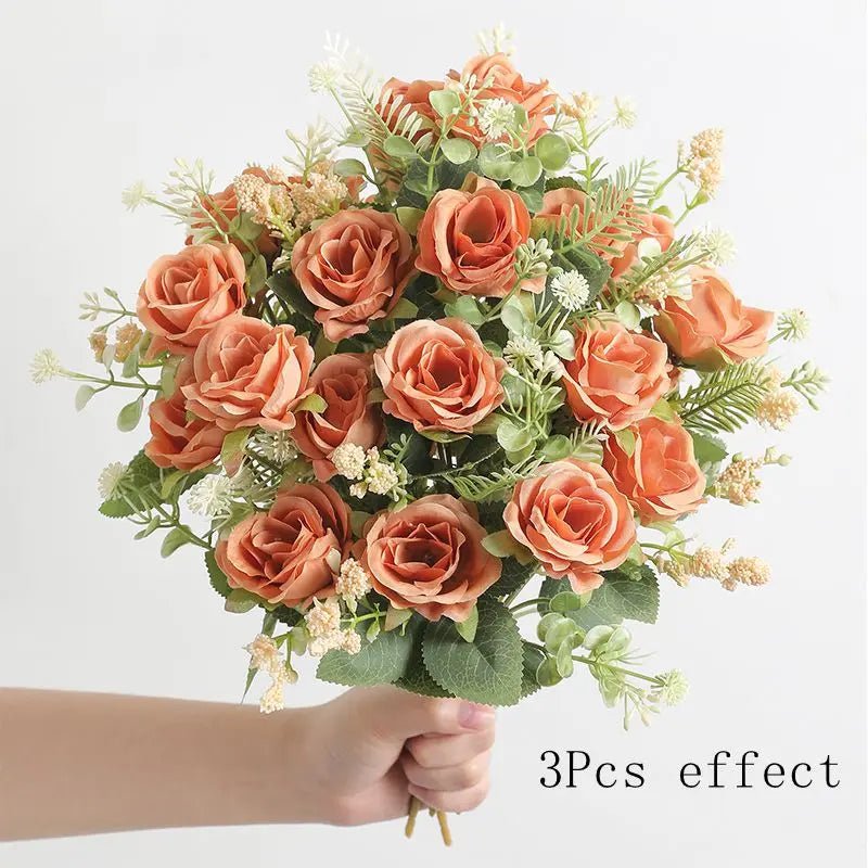 Five-Head Silk Peony Bouquet, Single or Set of Three - Luzilly Bridal & Apparel