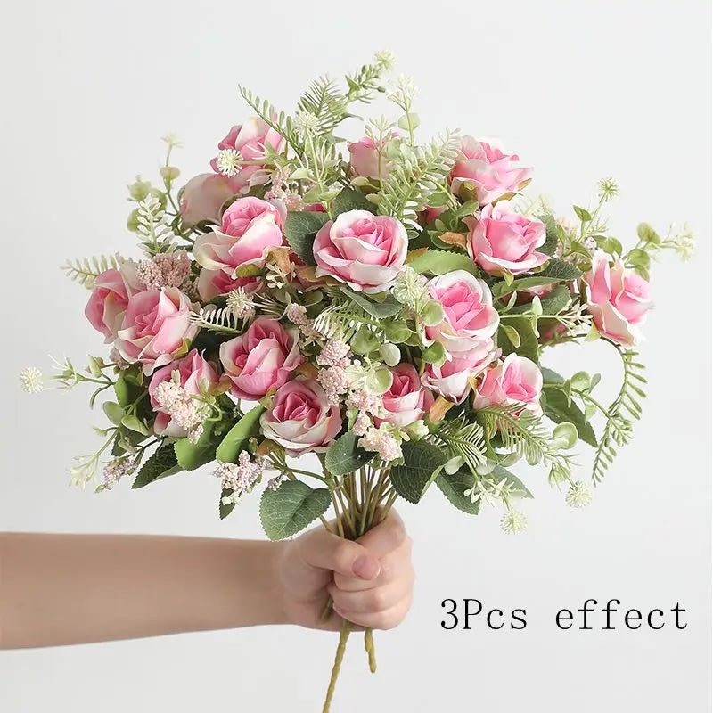 Five-Head Silk Peony Bouquet, Single or Set of Three - Luzilly Bridal & Apparel