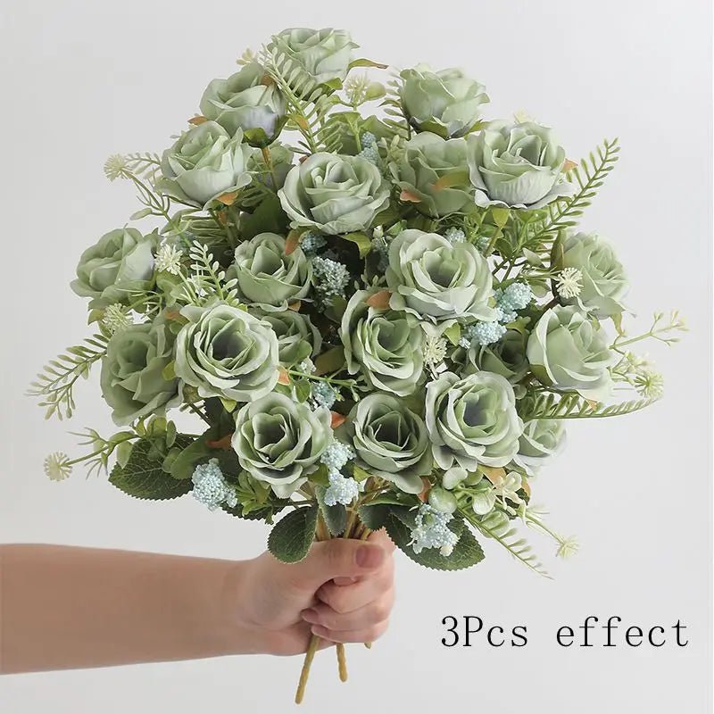 Five-Head Silk Peony Bouquet, Single or Set of Three - Luzilly Bridal & Apparel