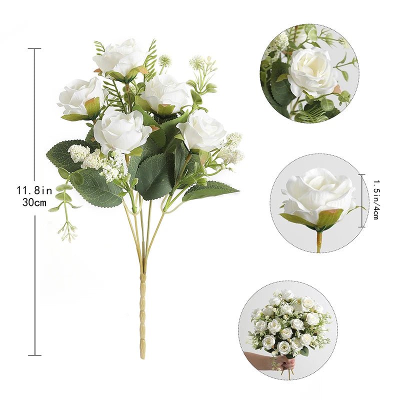 Five-Head Silk Peony Bouquet, Single or Set of Three - Luzilly Bridal & Apparel