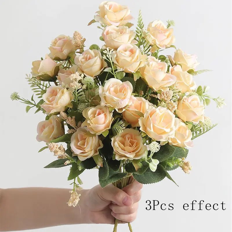 Five-Head Silk Peony Bouquet, Single or Set of Three - Luzilly Bridal & Apparel