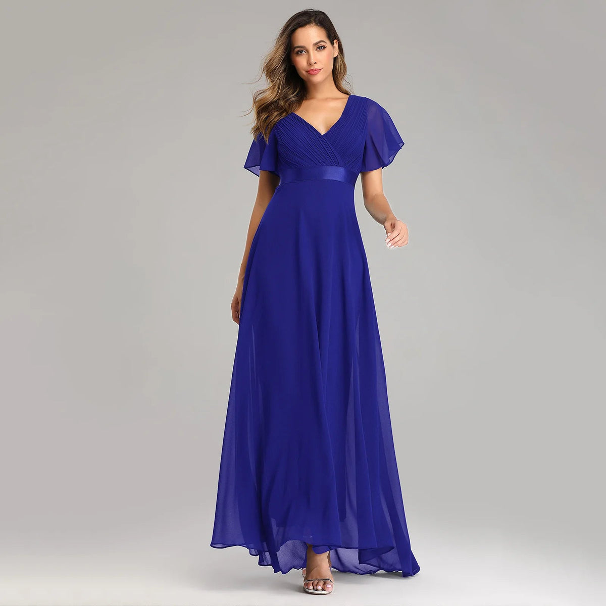 Flare Sleeve Chiffon A-Line Bridesmaid Dress - Luzilly Bridal & Apparel