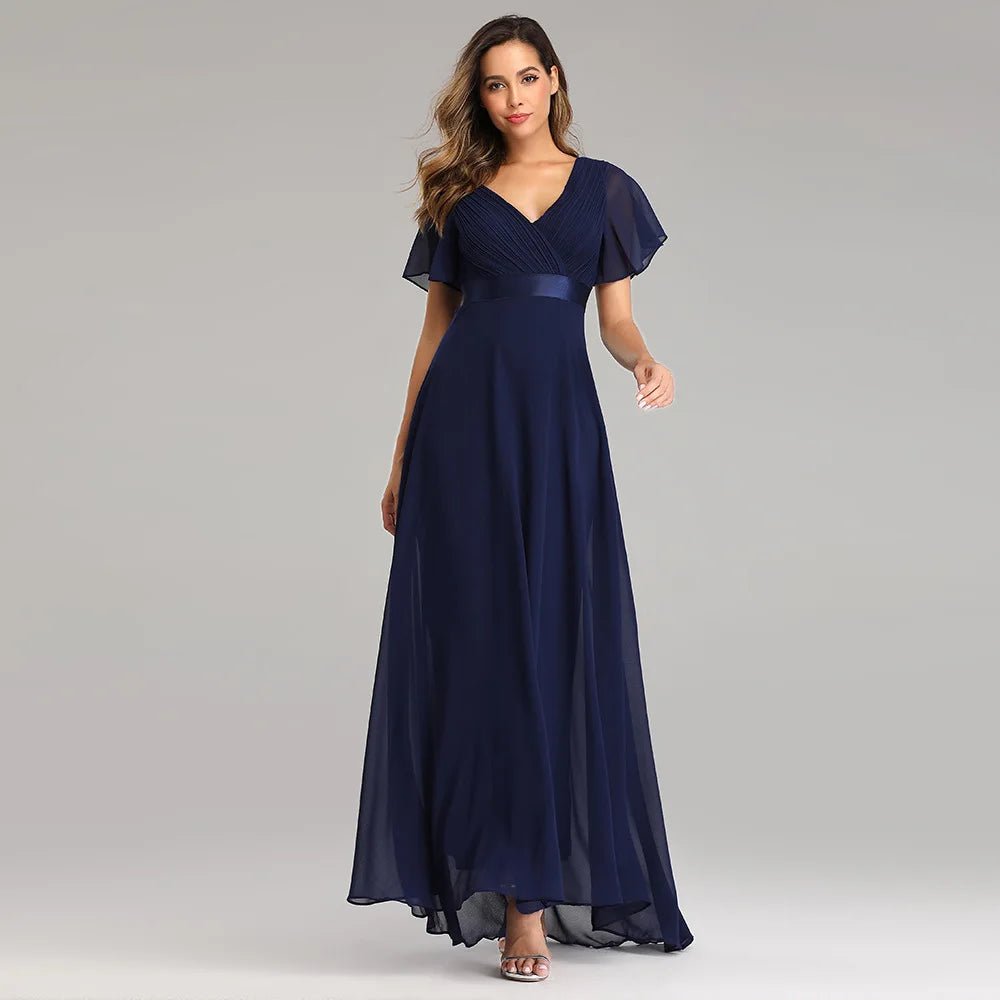 Flare Sleeve Chiffon A-Line Bridesmaid Dress - Luzilly Bridal & Apparel