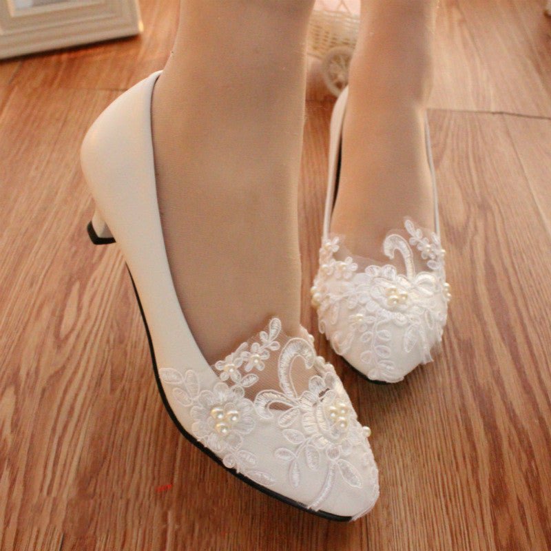 Lace Wedding Shoes with Heel Height Options - Luzilly Bridal & Apparel