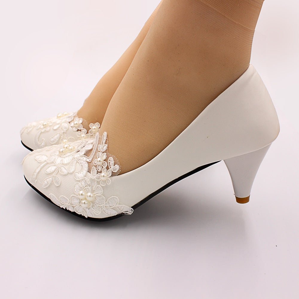 Flat Wedding White Bridal Dress Bridesmaid Shoes - Luzilly Bridal & Apparel