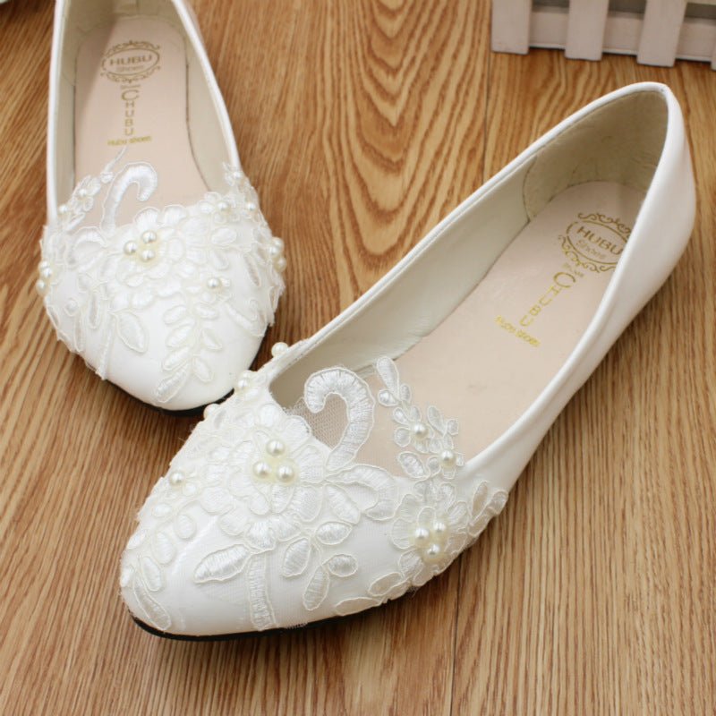 Flat Wedding White Bridal Dress Bridesmaid Shoes - Luzilly Bridal & Apparel