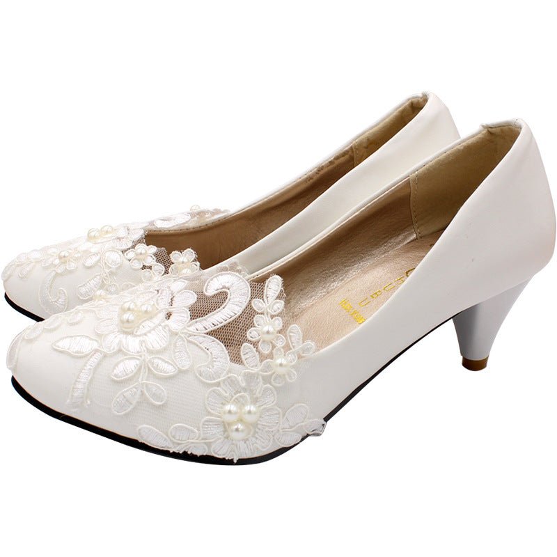 Flat Wedding White Bridal Dress Bridesmaid Shoes - Luzilly Bridal & Apparel