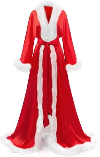 Floor-Length Fur-Feather Satin Bridal Robe - Luzilly Bridal & Apparel