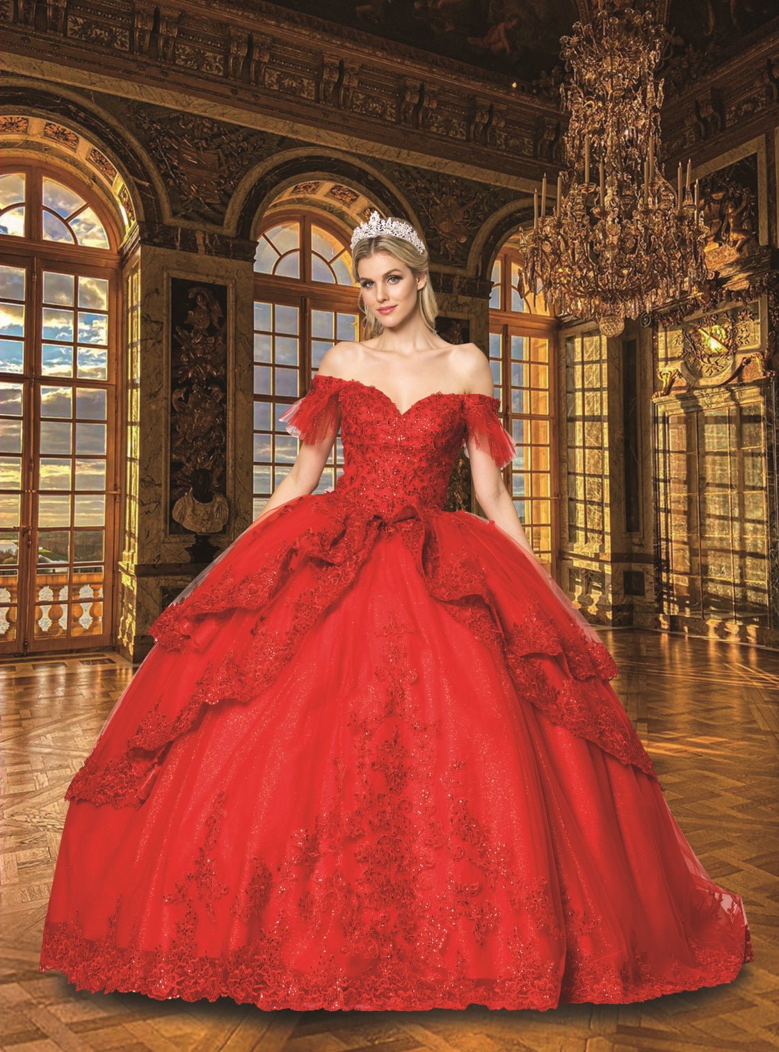 Floral 3D Embroidered Quinceañera Ball Gown - Luzilly Bridal & Apparel