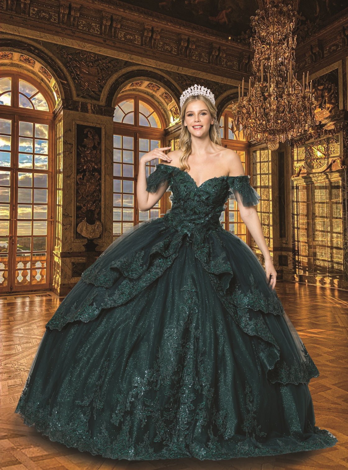 Floral 3D Embroidered Quinceañera Ball Gown - Luzilly Bridal & Apparel