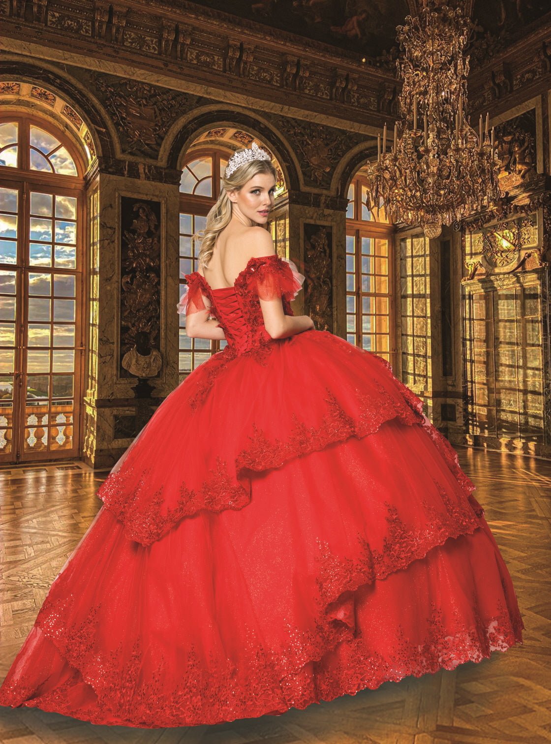 Floral 3D Embroidered Quinceañera Ball Gown - Luzilly Bridal & Apparel