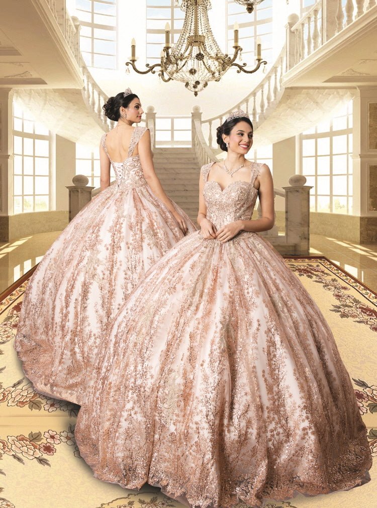 Floral 3D Glitter Quinceañera Gown - Luzilly Bridal & Apparel