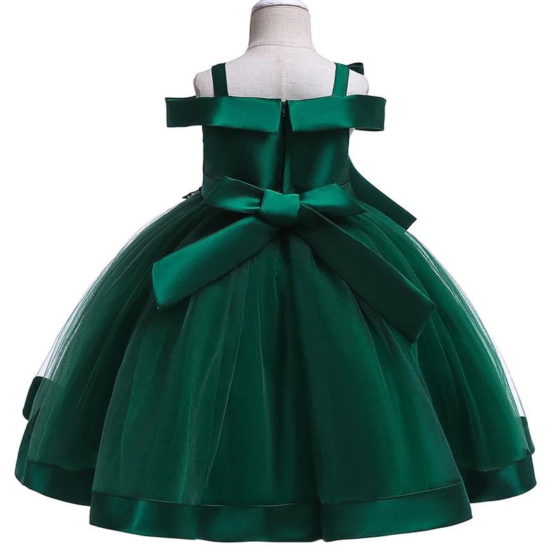 Floral Appliqué Bow Girls Party Dress - Luzilly Bridal & Apparel