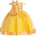 Floral Appliqué Bow Girls Party Dress - Luzilly Bridal & Apparel