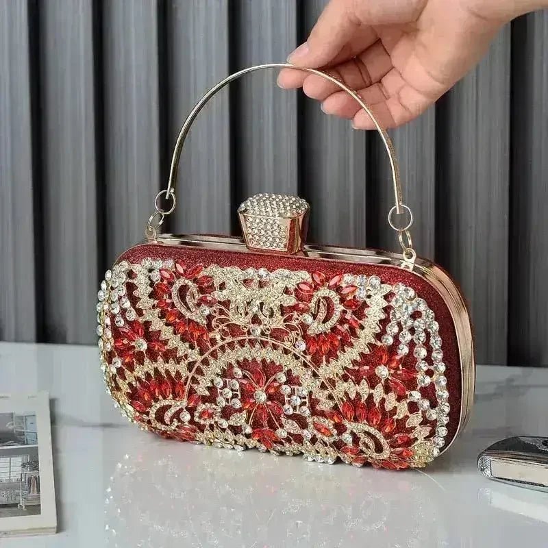 Floral Crystal Minaudière Clutch Bag - Luzilly Bridal & Apparel