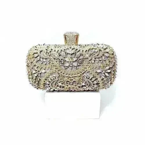 Floral Crystal Minaudière Clutch Bag - Luzilly Bridal & Apparel