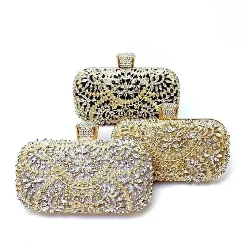 Floral Crystal Minaudière Clutch Bag - Luzilly Bridal & Apparel