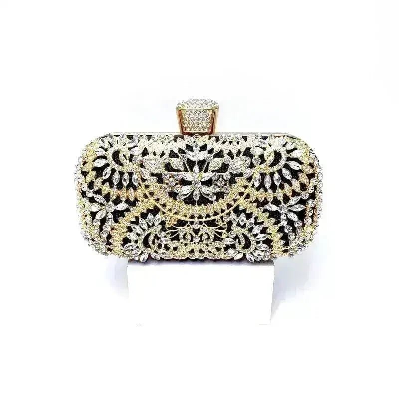 Floral Crystal Minaudière Clutch Bag - Luzilly Bridal & Apparel