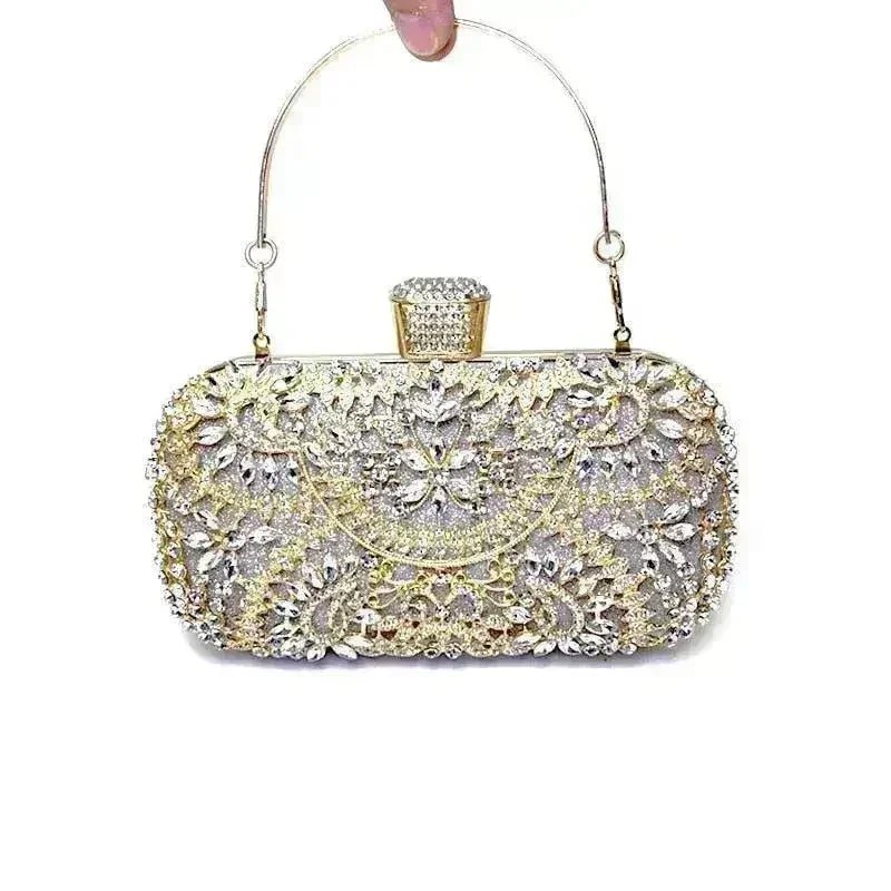 Floral Crystal Minaudière Clutch Bag - Luzilly Bridal & Apparel