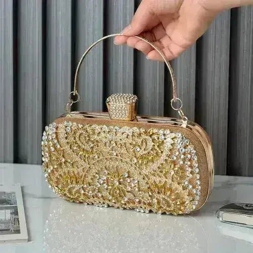 Floral Crystal Minaudière Clutch Bag - Luzilly Bridal & Apparel