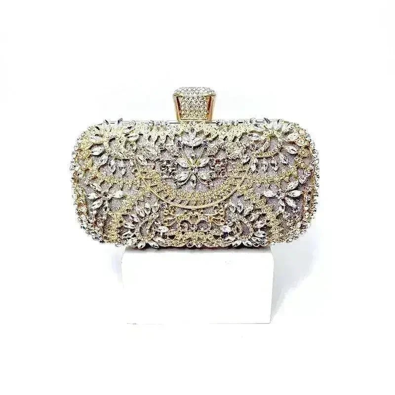 Floral Crystal Minaudière Clutch Bag - Luzilly Bridal & Apparel