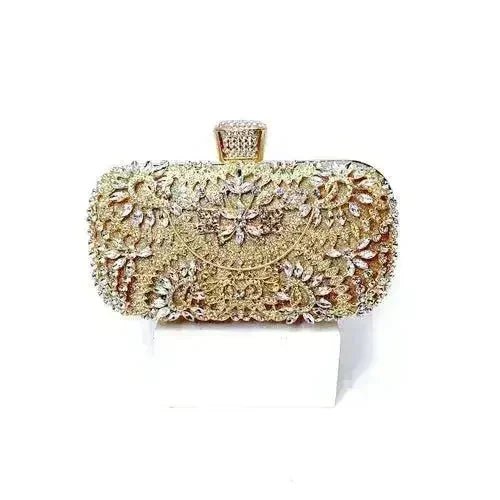 Floral Crystal Minaudière Clutch Bag - Luzilly Bridal & Apparel