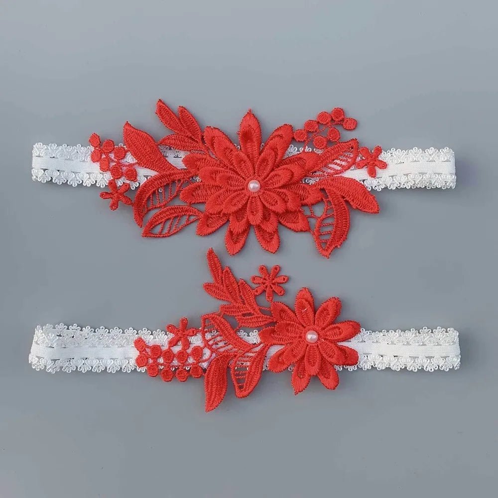 Floral Embroidered Lace Bridal Garter - Luzilly Bridal & Apparel