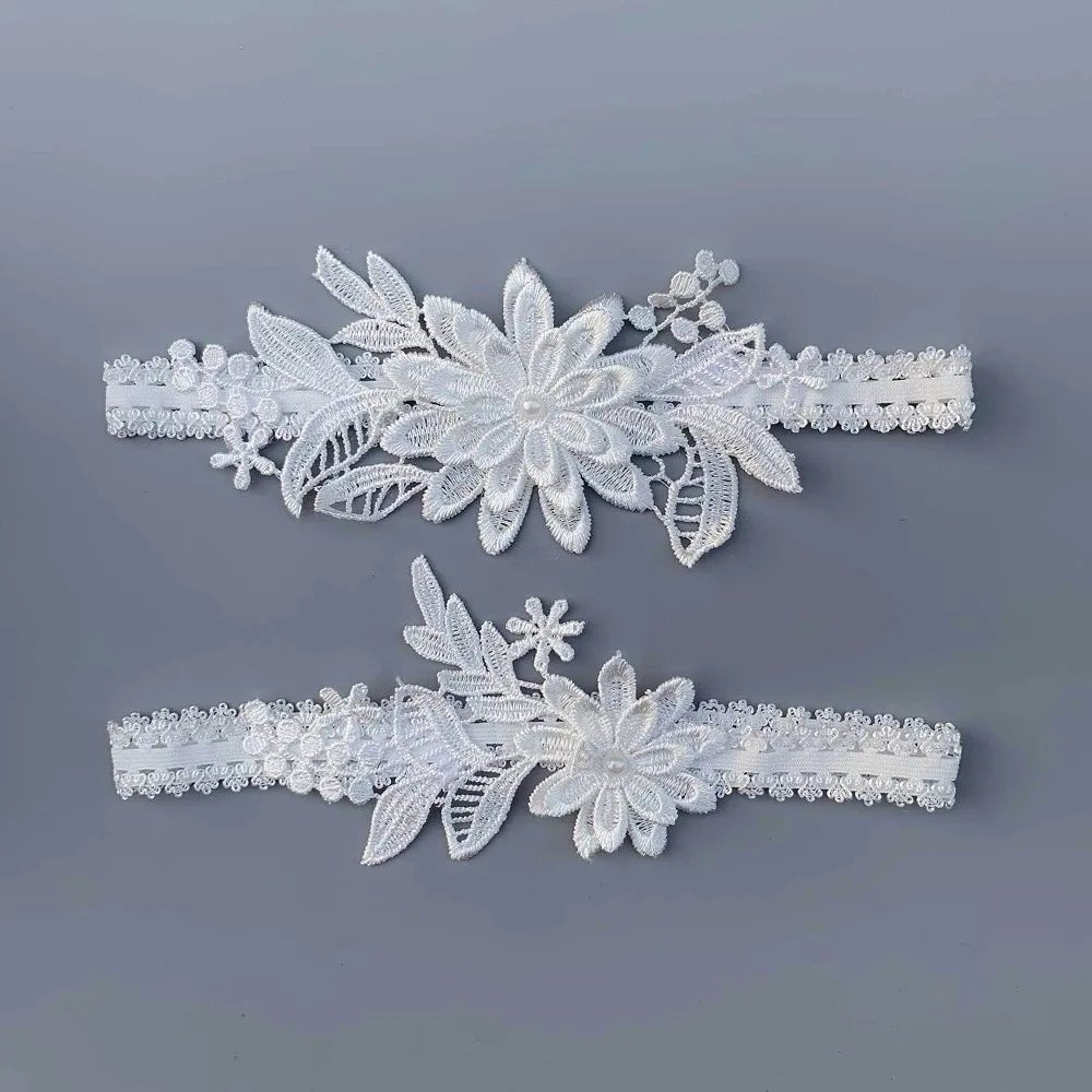 Floral Embroidered Lace Bridal Garter - Luzilly Bridal & Apparel